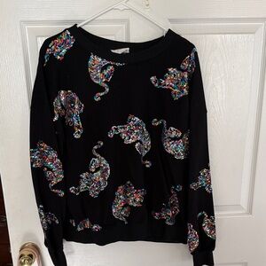 Black Sweatshirt with Multicolor Sequin Tigers